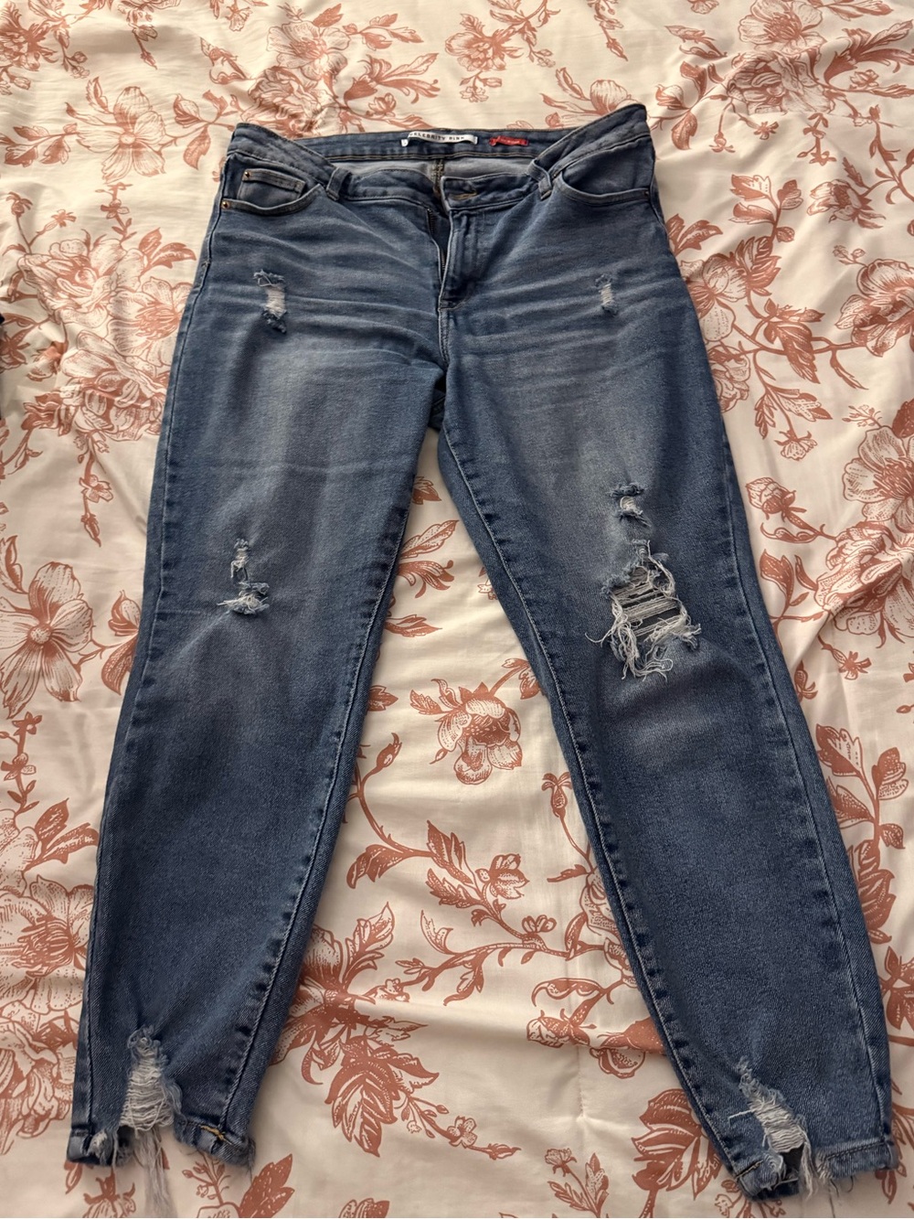 Celebrity Pink Distressed Dark Blue Skinny Jeans